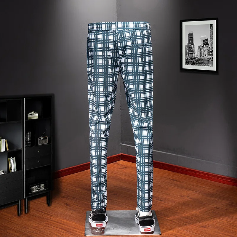 Britse Stijl плед Broek мужские Sociale Broek Heren Skinny Formele Zomer Broek Bedrijf Broek Pantalon Hombre