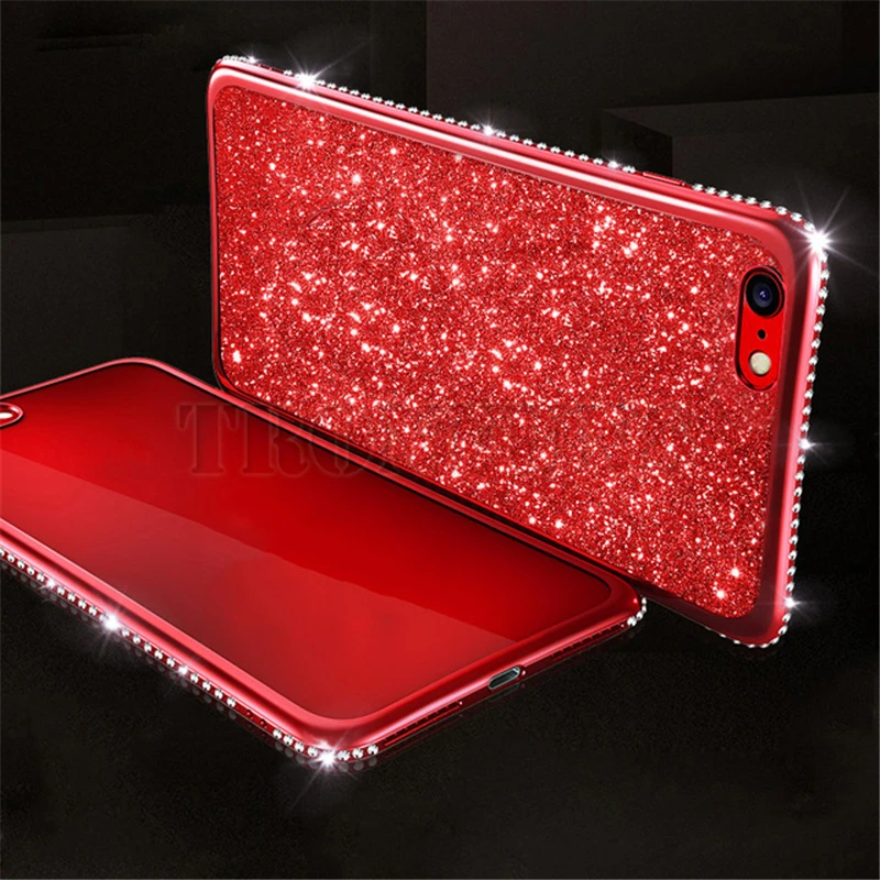 Красный Чехол со стразами и блестками для huawei P30 P20 P Smart Z плюс Y5 Y6 Y7 Y9 Honor 20i 10i 8C 8X 8A 8S Коврики 30 20 Lite рro Мягкая обложка - Цвет: Красный