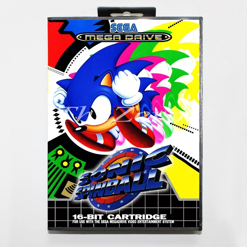 Sonics пинбол с коробкой для 16 бит MD видеоигр карта Sega Mega Drive/Genesis|Картриджи| |