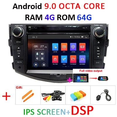 4G 64G ips DSP 2 Din Android 9,0 Автомобильный мультимедийный dvd-плеер gps для Toyota RAV4 Rav 4 2007 2008 2009 2010 2011 Автомобильный Радио FM obd2 - Цвет: 9.0 4G 64G IPS DSP F