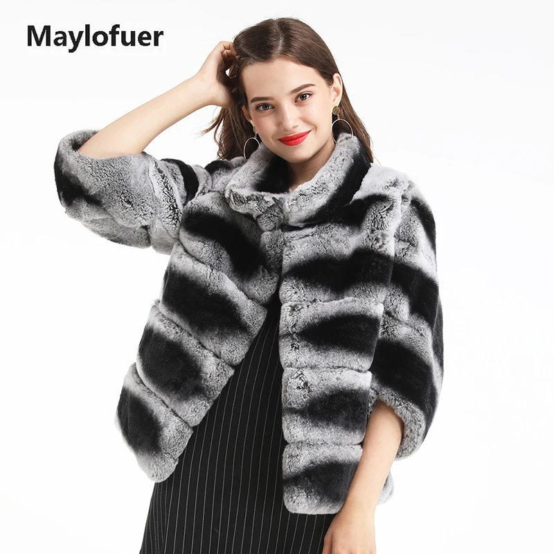 Maylofuer женская зимняя шуба из кролика рекс короткий стиль рукава летучая мышь