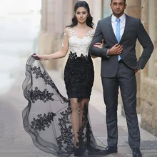 Eightree, сексуальные кружевные вечерние платья русалки, с бусинами, Кристаллами, с вырезом, с длинным рукавом, вечерние платья, разные цвета, вечерние платья