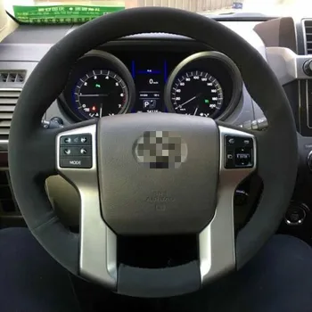 

For Toyota Prado Land Cruiser Black Suede Steering Wheel Stitch on Wrap Cover