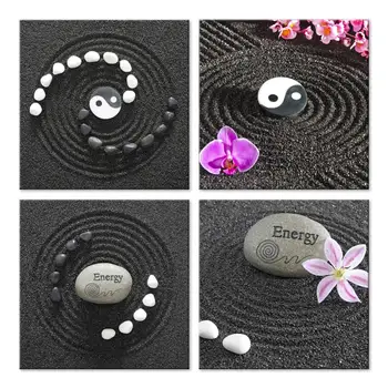 

JHLJIAJUN 4 Panel Canvas Painting kit pebble close-up mural on canvas home decoration frameless adult art gift