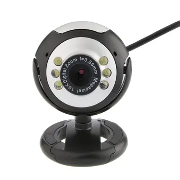 

0.5MP 6 LED Webcam USB 2.0 Camera with Mic for PC Laptop Computer 1/4 High Resolution CMOS VGA Sensor Webcam