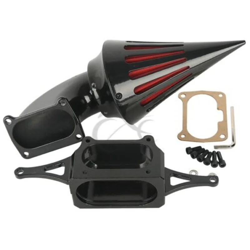 Мотоцикл черный/Хром Алюминий Спайк Воздухоочиститель Впускной фильтр комплекты для Yamaha Roadstar Warrior 02-10 03 04 05 06 07 08 09
