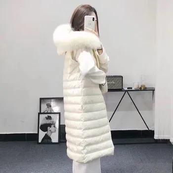 

New Style Lightweight Sleeveless down Feather Jacket Korean-style Vest Fox Fur Mid-length Brand down Jacket Women's Winter