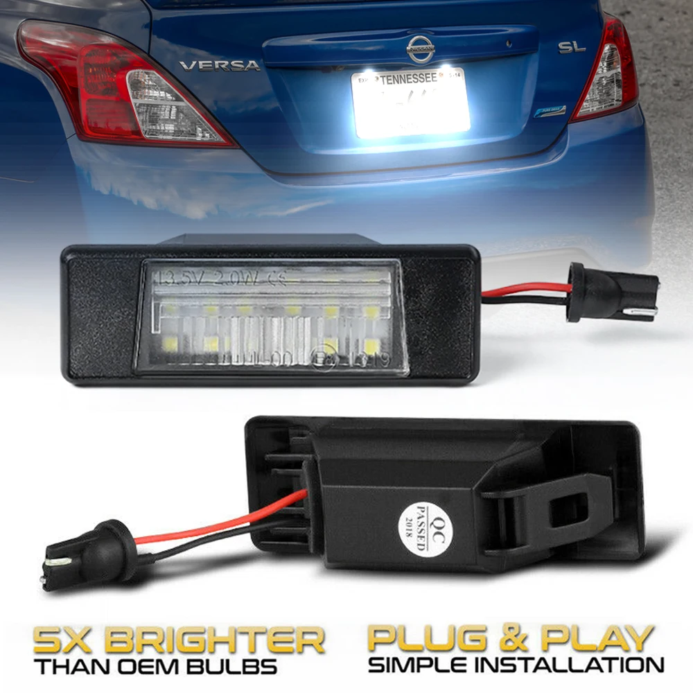 2Pcs LED License Number Plate Light Lamps For Nissan Juke F15