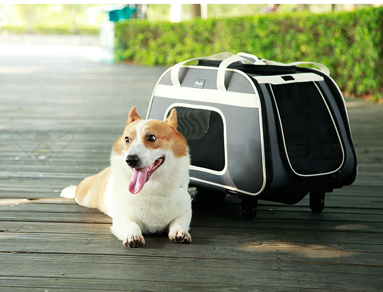 Pet Trolley Trolley Case Small and Medium Dogs Four Wheels Breathable Outdoor Bag Silent Cats and Dogs Portable Cat Carrier
