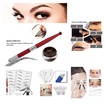 

3D Microblading Permanent Makeup Eyebrow Tattoo Ruler Needle Pen Pigment Kit
