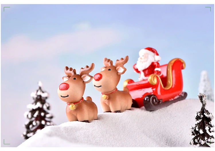 BAIUFOR Рождественский миниатюрный Санта Клаус сани олень подарок поезд статуэтки для террариума Феи садовый Декор снежный Пейзаж Модель