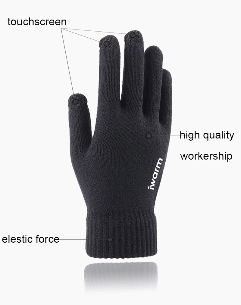 Зимние мужские и женские вязаные перчатки для влюбленных, перчатки с сенсорным экраном, утолщенные теплые шерстяные кашемировые уличные спортивные перчатки