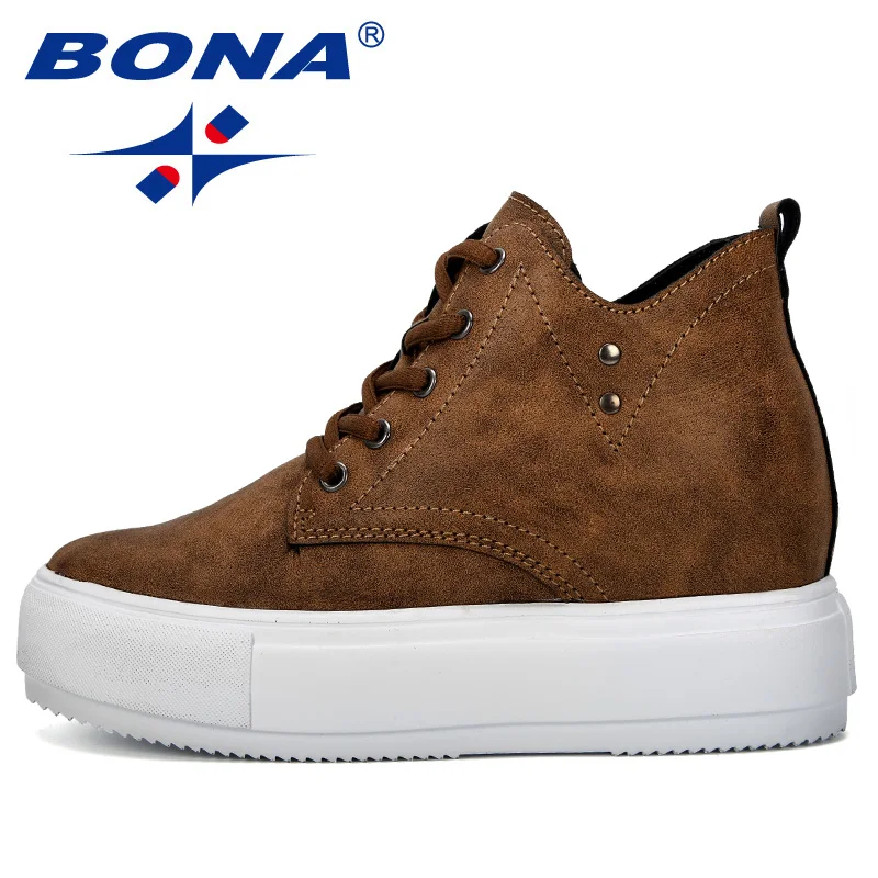 BONA/Новинка года; популярные дизайнерские высокие ботинки; женская повседневная обувь; кроссовки на скрытой платформе, визуально увеличивающие рост; модная женская обувь