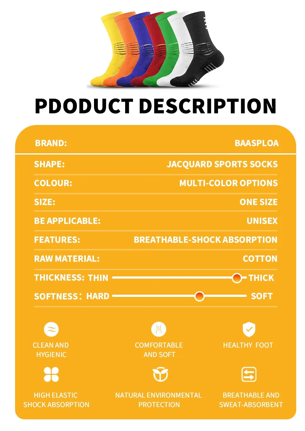 Baasploa 2021 Men Professional Sport Cycling Socks Breathable Non-Slip Football Socks Compression Function Cycling Sock White