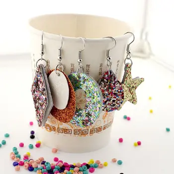 

24Pcs Handmade Glitter Faux Leather Sheets Earrings Necklace Making Supplies Kit Q0KE