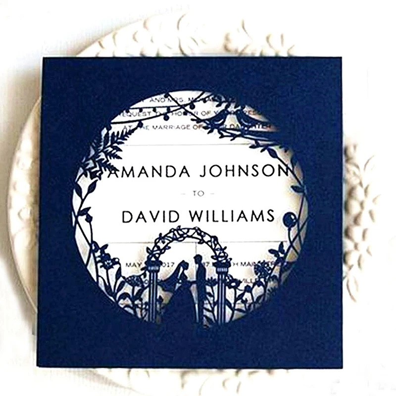 Acrylic Wedding Invitations Custom Laser Cut and Engraved. 14.5cm by 14.5cm