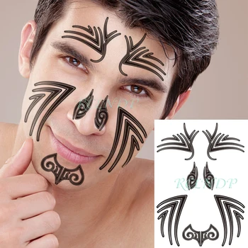 

Waterproof Temporary Tattoo Sticker Arrow Tribal Totem The Maoris Face Art Design Pattern Flash Tatto Fake Tatoo for Women Men