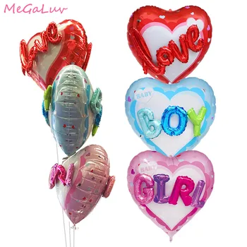 

1PC 36inch Large Double SIide BOY GIRL Love Heart Ballons Baby Shower Gender Reveal Party Balloon 1st Birthday Party Supplies