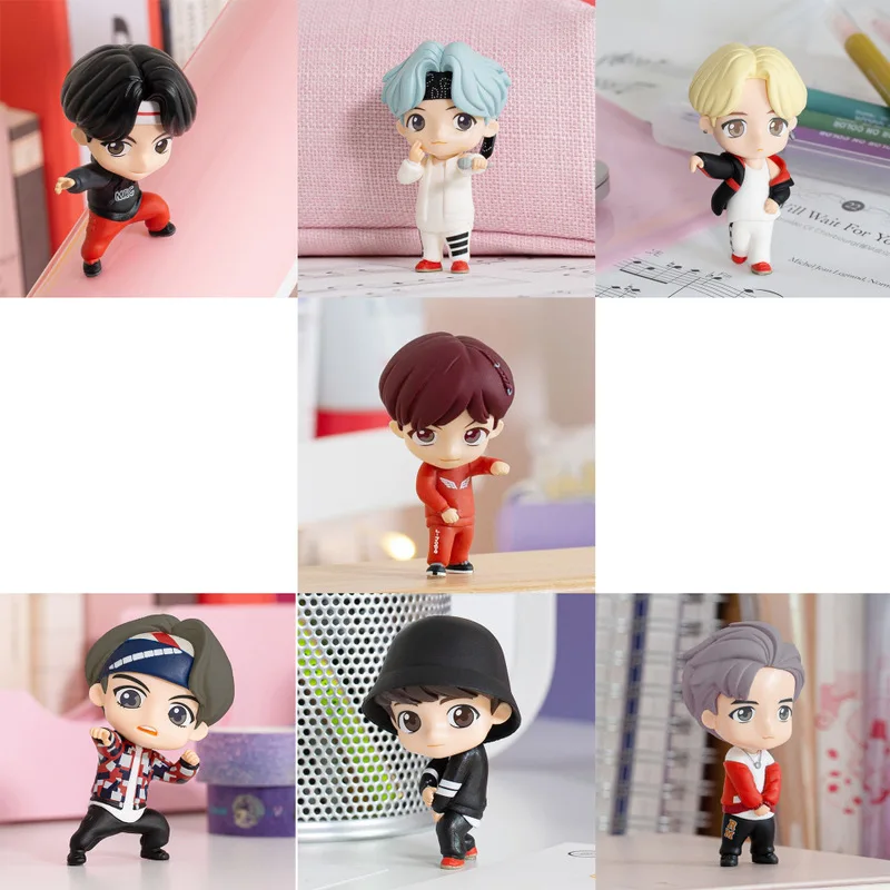 7 шт. Kpop дом Bangtan Boys Выдвижная мини-фигурка настольная подставка игрушка