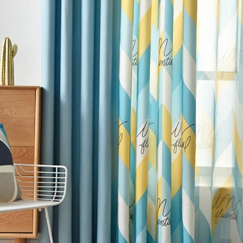

2020 Modern Curtains For Living Room Simple Geometric Stripe For Pink Window Backdrop Curtain Blue Blinds Decor Yellow Bedroom
