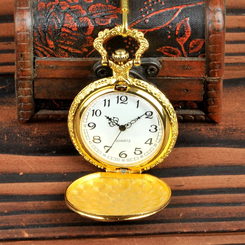 Марка Ретро кварцевые карманные часы с necklace ем Lucky сумка для улова часы золотой Карп тренд висят украшения богатые