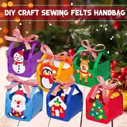 Kit de bolso de mano de fieltro de costura artesanal, bolsas de regalo de dulces de Navidad, juguetes de costura hechos a mano, juguetes educativos para edades tempranas
