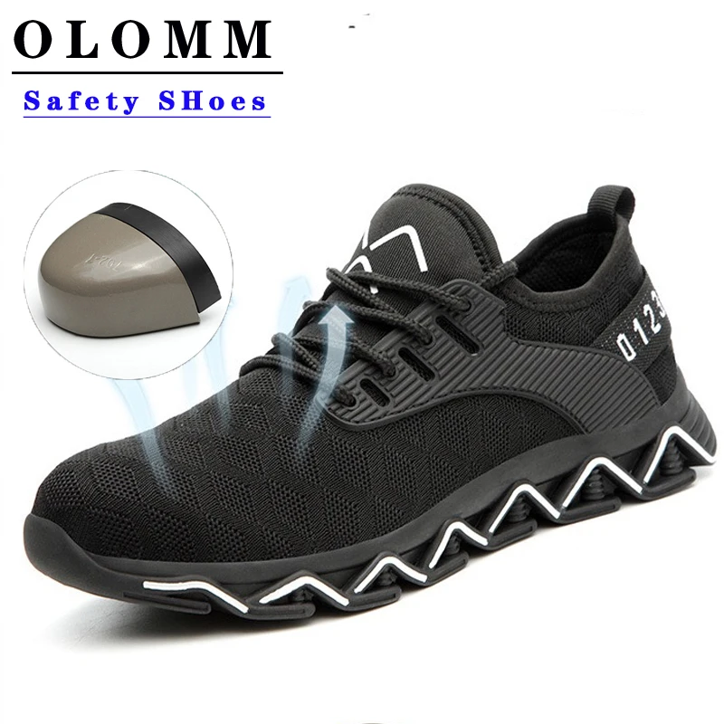 

OLOMM New Design Safety Work Shoes Boots For Men Anti-Smashing Steel Toe Boots Men Construction Shoes Safety Boots Sneakers