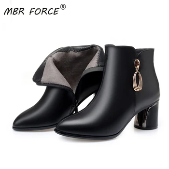 

MBR FORCE 2020 new winter genuine leather women winter boots red wedding boots women warm natural wool boots women ankle boot