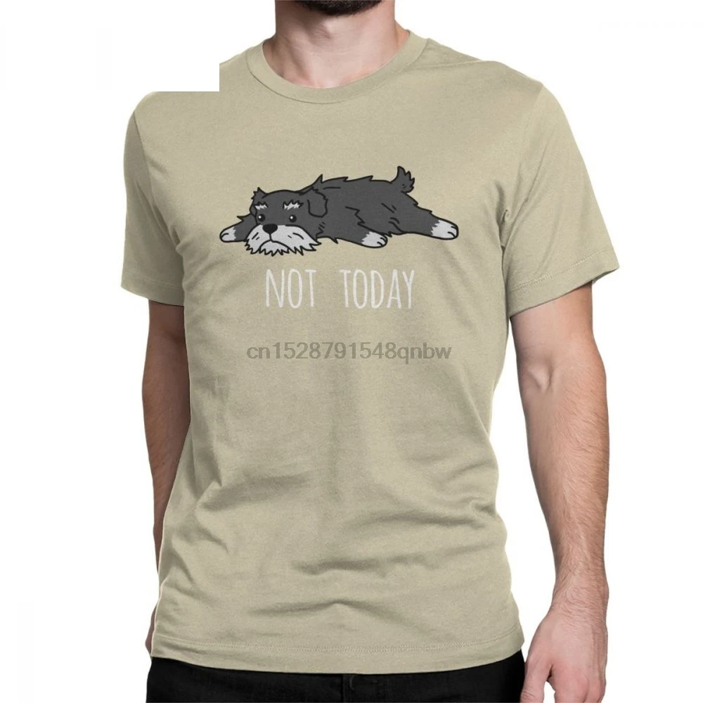 Man Funny Not Today Schnauzer Dog Popular T Shirts for Men Tops Summer Tee Shirt Pure Cotton Round Collar T-Shirts | Мужская одежда