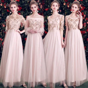 

Spring NEW Bridesmaid Wedding Dress Slim Glitter Party Maxi Dresses Sexy Solid Celebrity Evening Cheongsam Dress Vestidos S-XXL