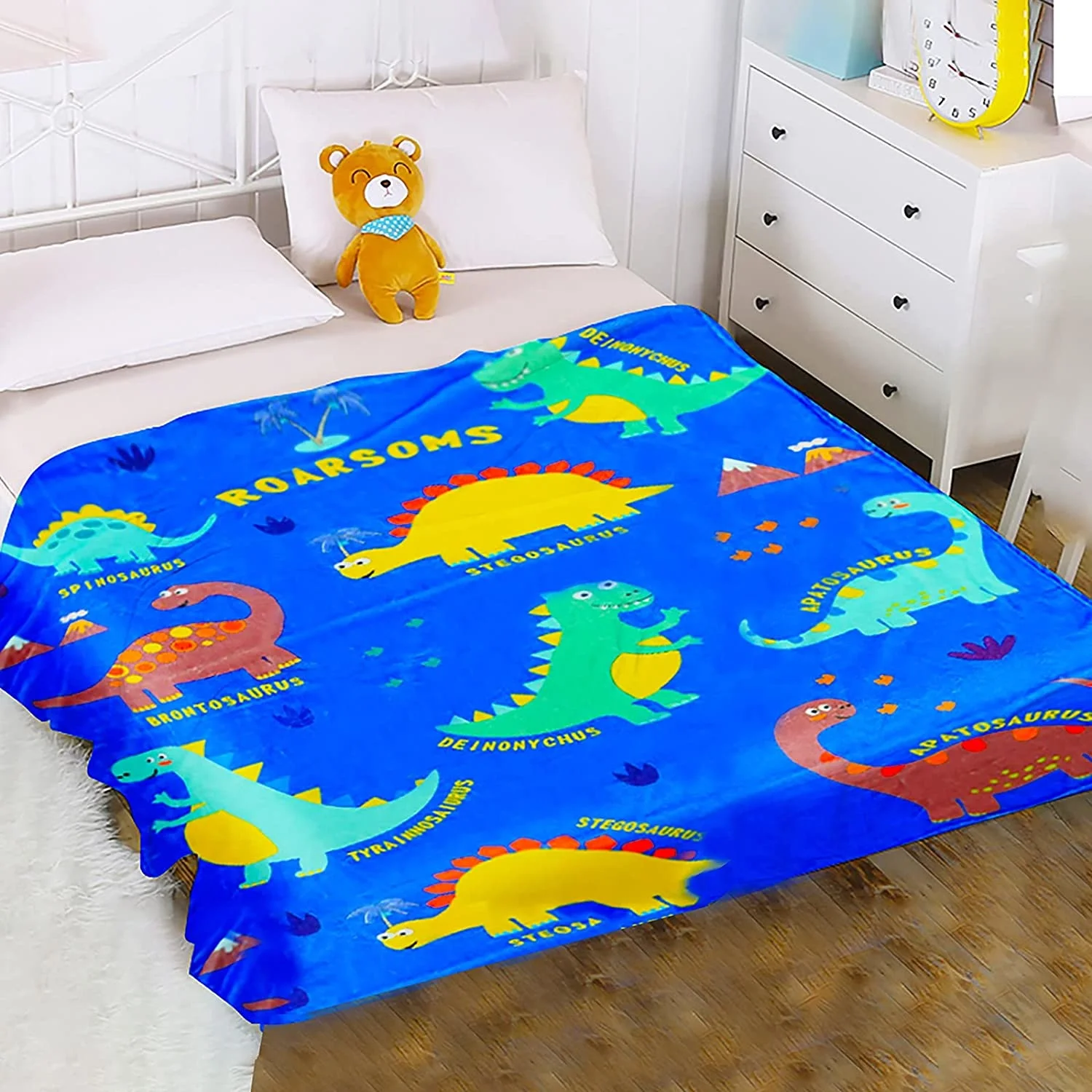 Dinosaur Blanket For Boys Kids Throw Blanket With Dino Print For Bed