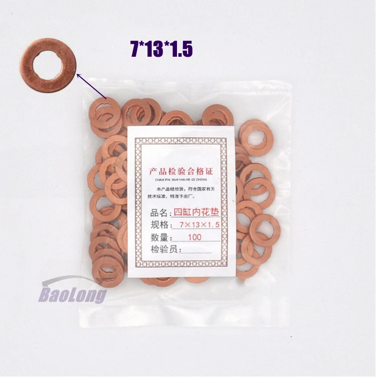 Diesel Injector Seal Kits 100PCS 7&times;15mm 7&times;13mm 9&times;18mm Diesel Common Rail Injector Nozzle Copper Seal Washer Fuel Pump Gasket For Bosch Denso CAT