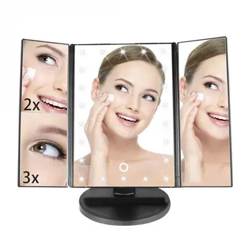 

LED Touch Screen Lights Makeup Mirror Makeup Mirror With LED Light Foldable Touch Screen Tri-Fold Makeup Mirror