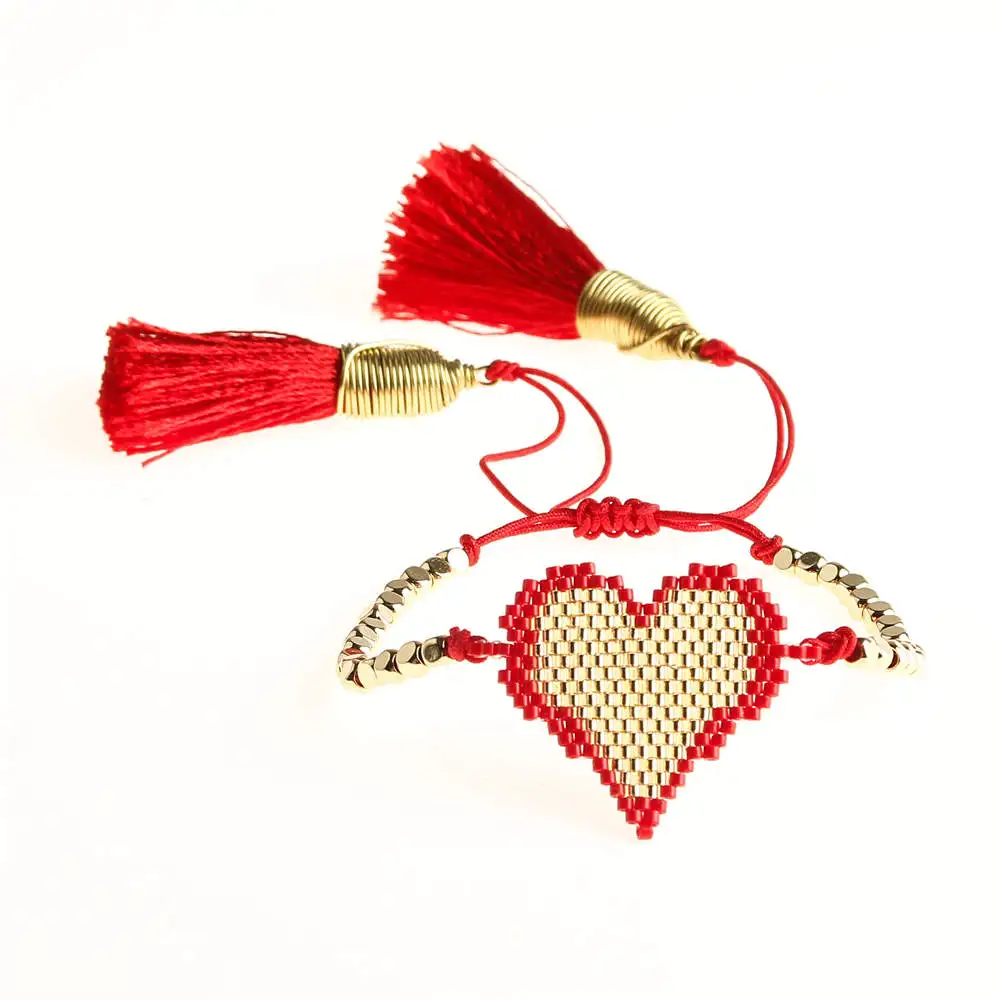 Go2boho Perles MIYUKI браслет женское сердце Pulseras Mujer мексиканские браслеты с кисточкой Золотые ювелирные изделия из нержавеющей стали Bileklik