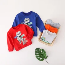 Осенние детские хлопковые толстовки с мультипликационным принтом для маленьких мальчиков и девочек Повседневная Блузка для малышей Верхняя одежда с длинными рукавами