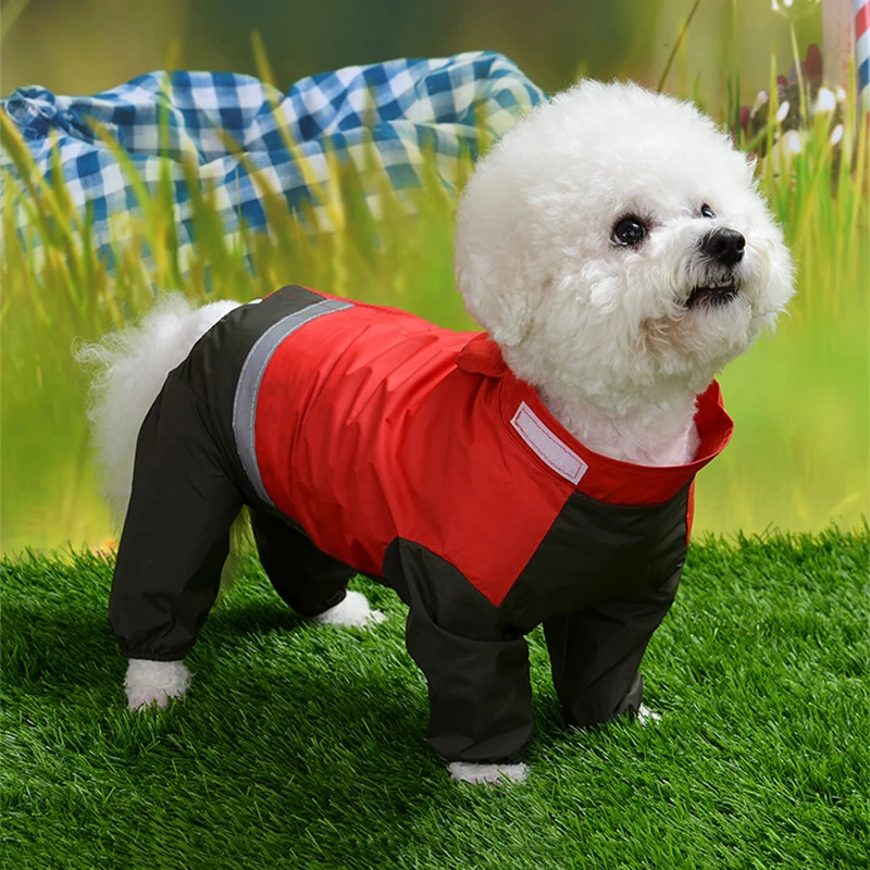 Дышащий дождевик для маленьких собак, водонепроницаемая одежда для щенков, уличное пальто, дождевик, светоотражающее пончо для средних собак, четыре ноги