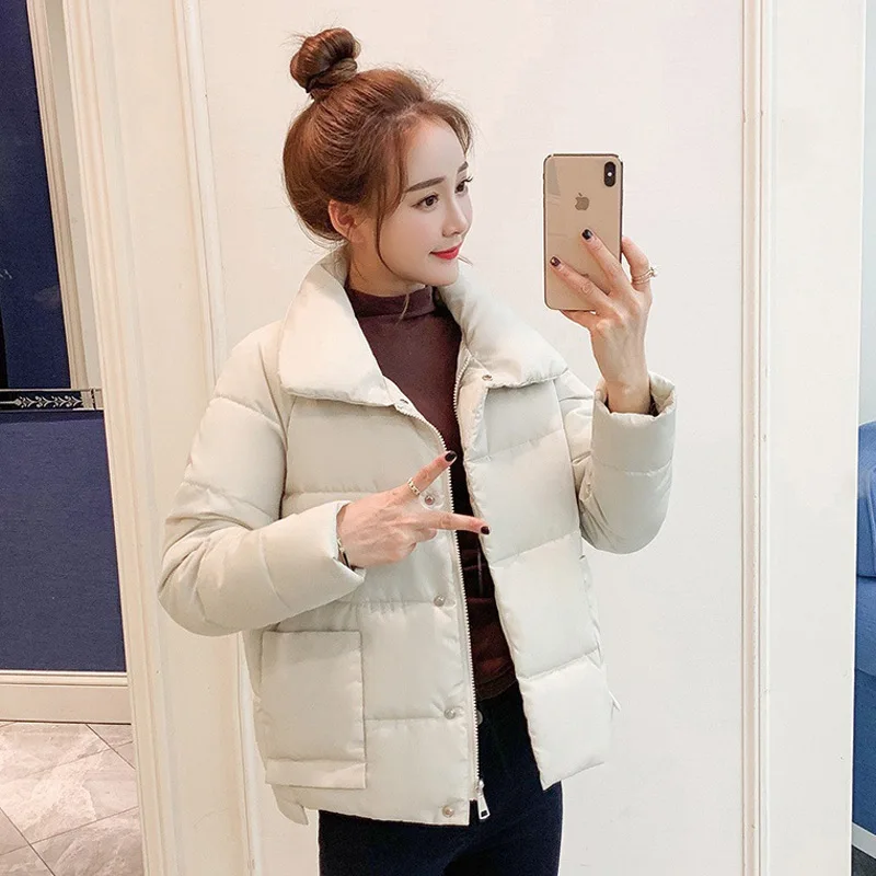 White Chrleisure повседневное плотное женское хлопковое пальто с высоким воротником, однотонная женская куртка с карманами, новинка, зимняя женская одежда - Цвет: White