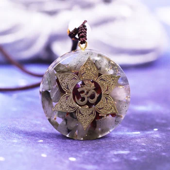 

Healing Orgonite Pendant Natural Crystal Necklace Bring Lucky Energy Stone Labradorite Pendant Jewelry Fortune Amulet For Women