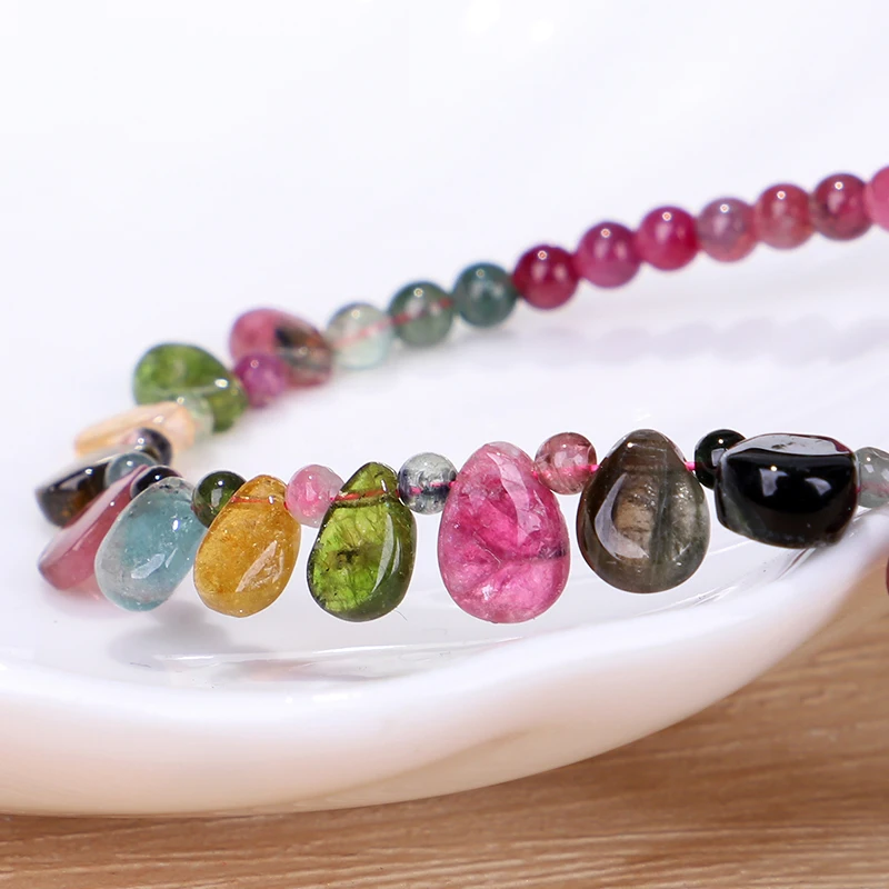 Handmade Tourmaline Natural Stone Choker Necklace With Raindrop Pendant Princess Necklace For Women Birthday Gift Jewelry