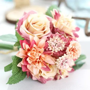 

Artificial Simulation Rose Bouquet European Living Room Bedroom Desk Decoration Fake Flower Bud Flower Arrangement