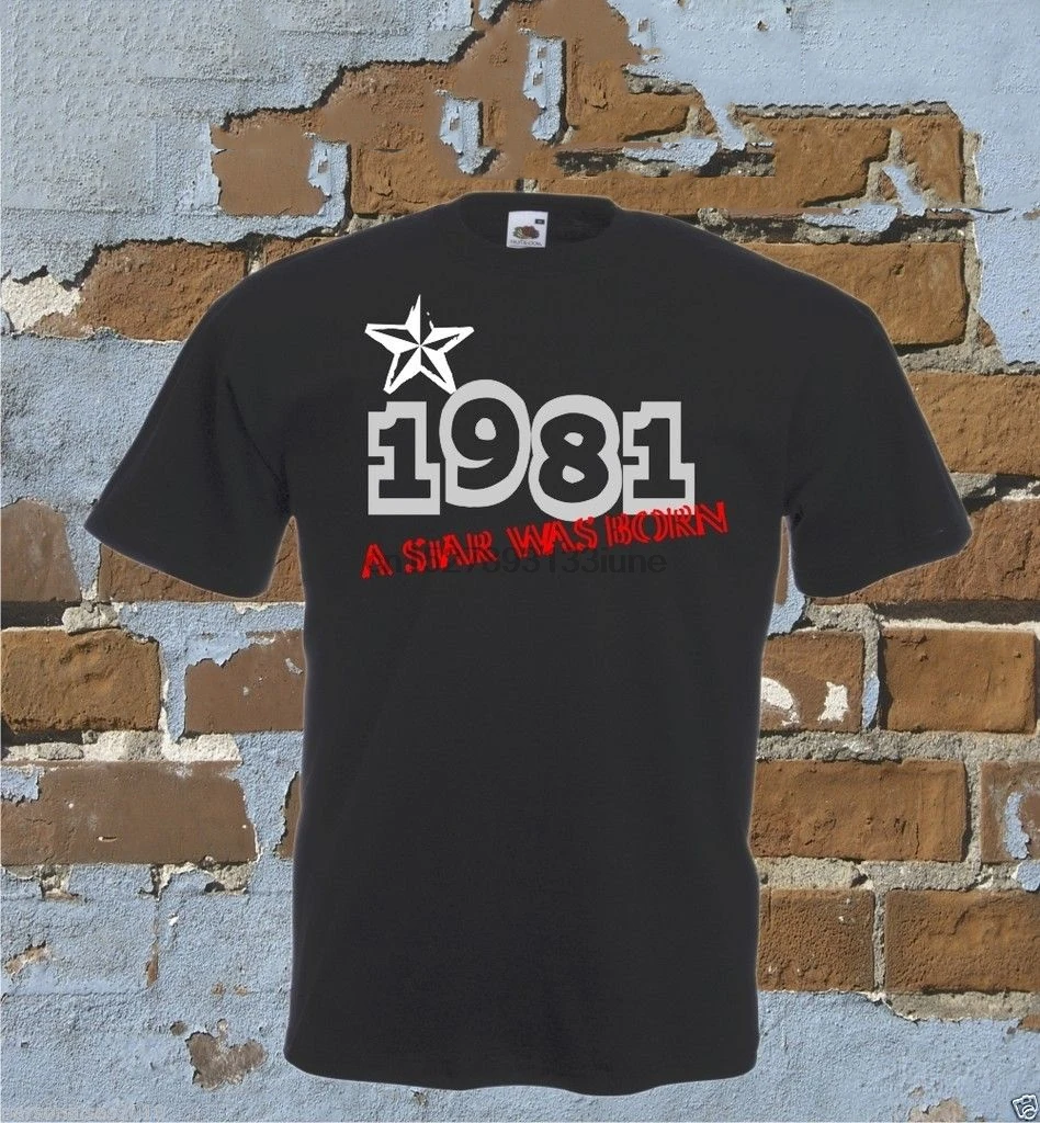 Футболка Data Di Nascita 1981 A Star Was Born Idea Regalo Humor Divertente унисекс Homme Pride мужская с круглым