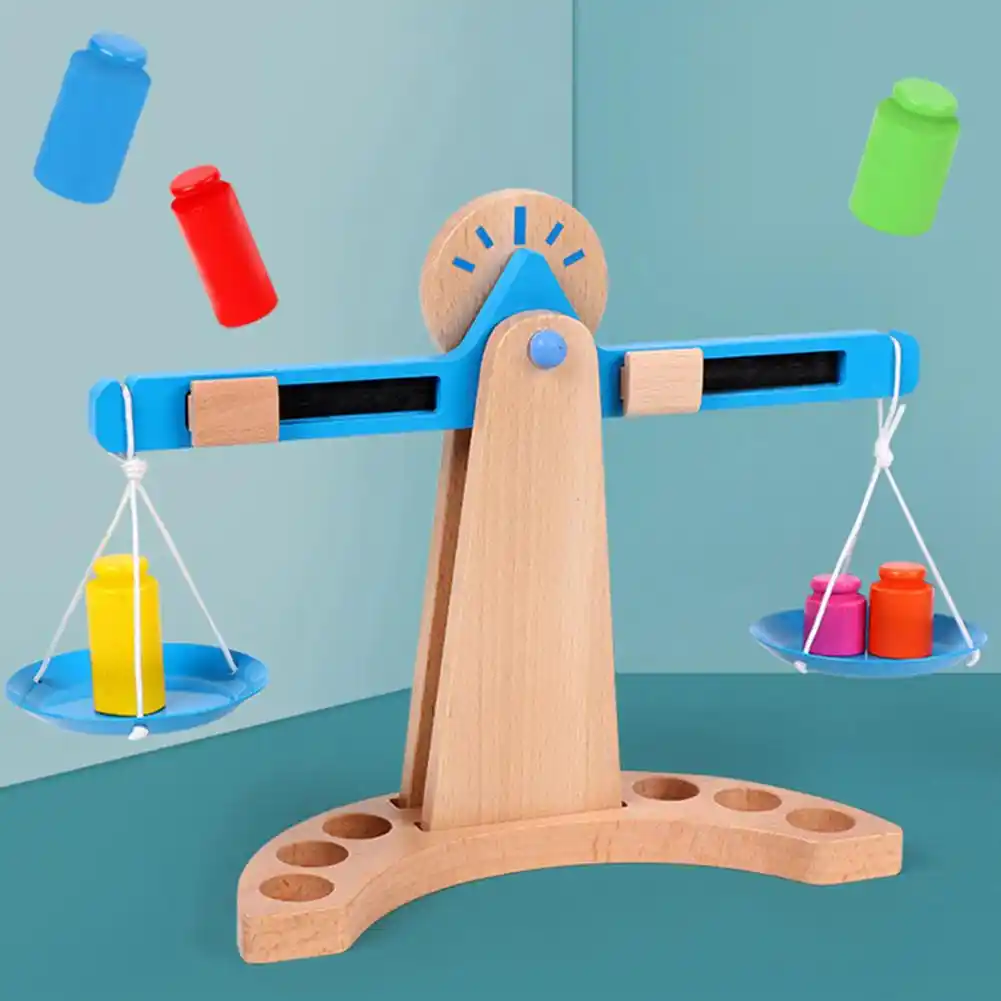childrens wooden weighing scales