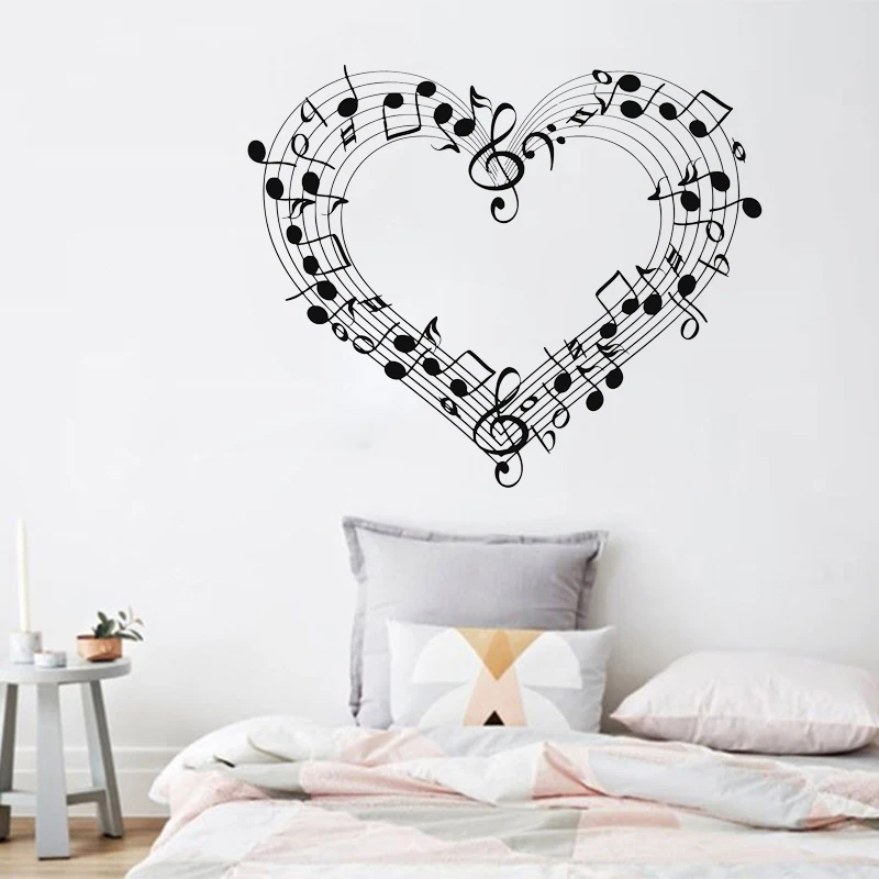 Romantic Music Note with Hearts Wall Sticker Vinyl Decal Mural Home Decor Poster 