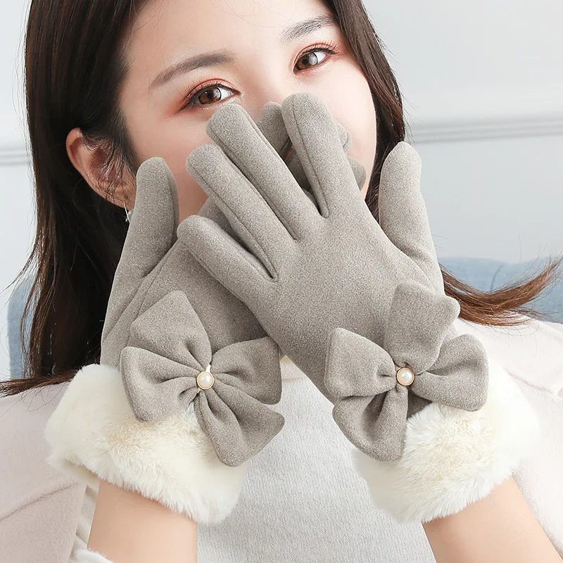 

New Fashion Cationic Gloves, Ladies Autumn and Winter Plus Cashmere Warm Outdoor Riding Touch Screen Wind and Cold Gloves