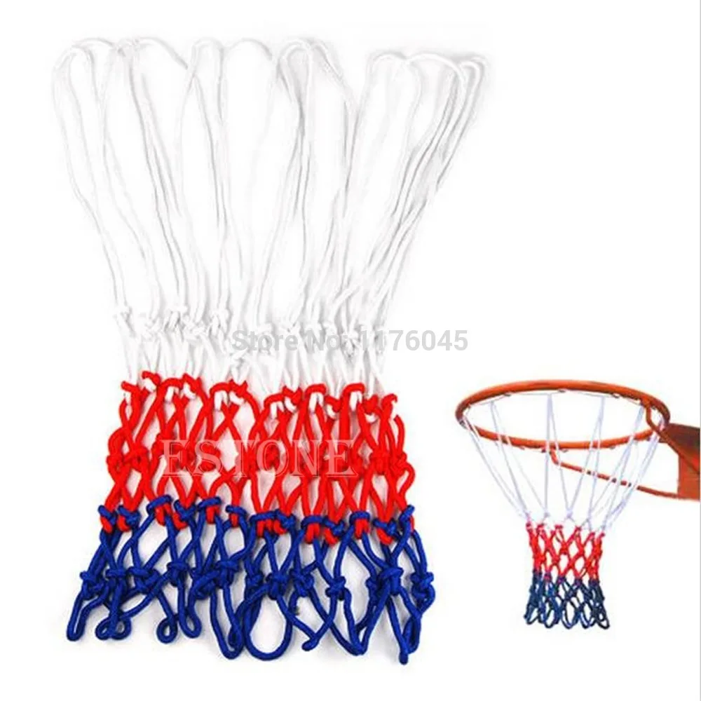 Standard White/Red/Blue Nylon Basketball Netball Goal Hoop Net Netting