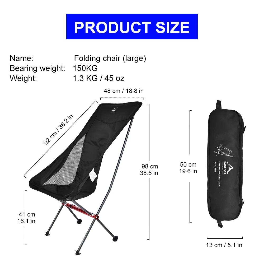 Widesea Camping Fishing Folding Chair Tourist Beach Chaise Longue Chair for Relaxing Foldable Leisure Travel Furniture Picnic 3