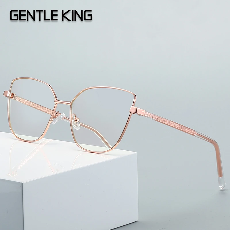 GENTLE KING Anti-blue Light Metal Eyeglasses Frame Women Men Clear Lens Glasses Irregular Optical Glasses Frame blue light blockers