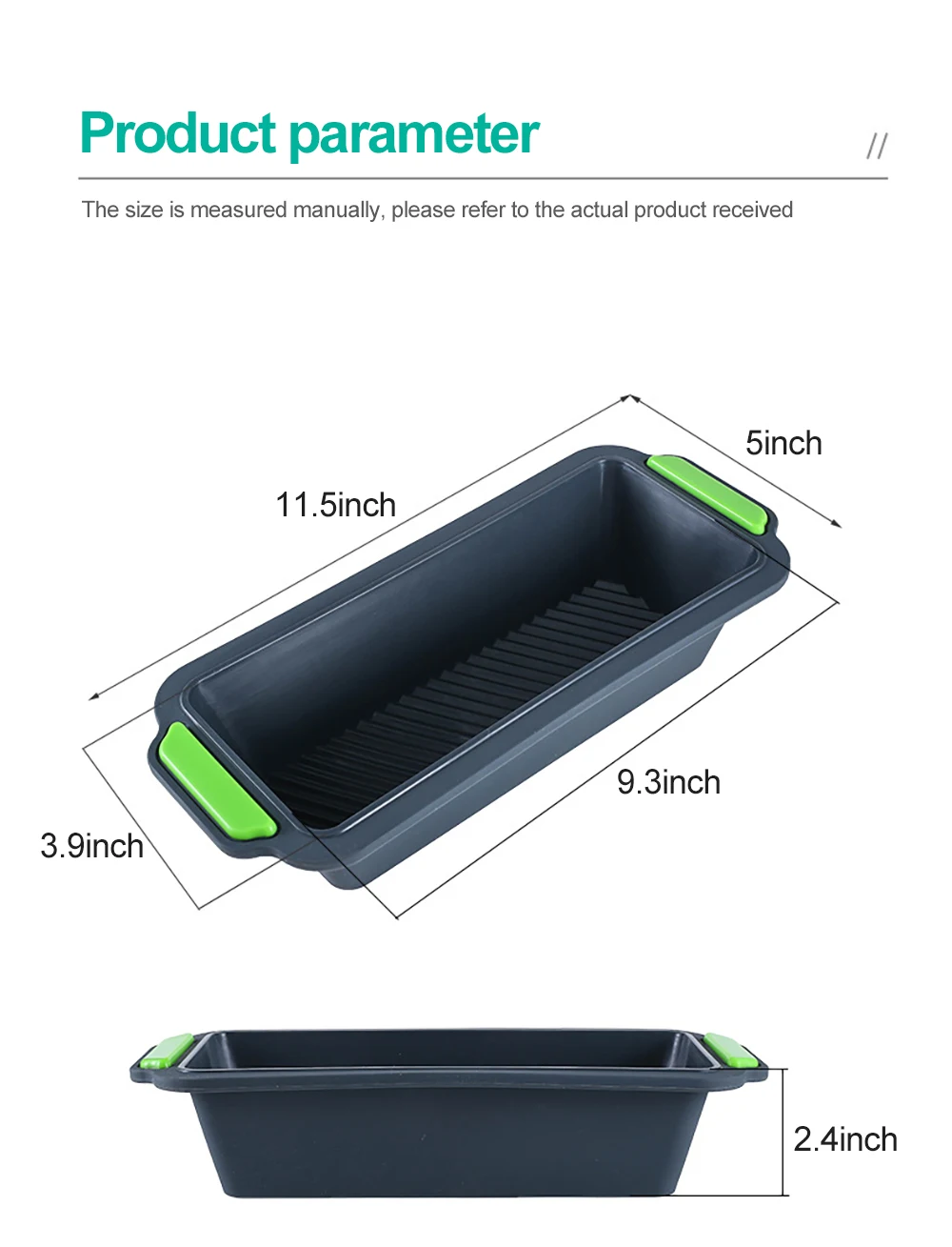 DeeDear 1.5 Pound Non-Stick Silicone Loaf Pan with Reinforced Steel Frame Inside, Banana Loaf Pan Mold for Baking, Toast, Brownie, Bread, BPA Free