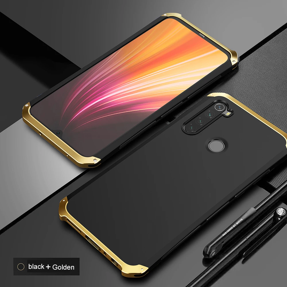 Black Gold Чехол с металлической рамкой для XiaoMi RedMi Note 7, 6, 5, Pro, 8, роскошный алюминиевый+ PC чехол для тяжелых условий эксплуатации, противоударный чехол для XioMi RedMi Note 7 - Цвет: Black Gold