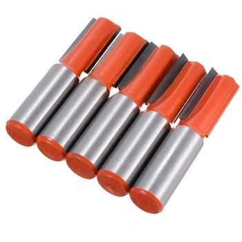 

5pcs Straight Flutes Bearing Woodworking Cutter 1/2 Shank Worktop Router Cutter Bit Wood Template Milling Cutter